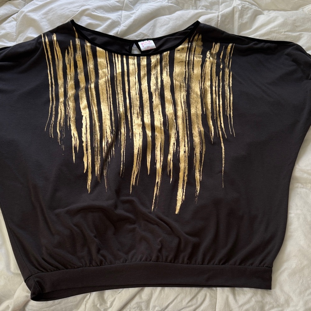 Dark Grey Shirt, black piping with Gold Accents